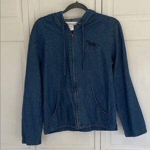 Navy Blue Denim Jacket with Horse Logo